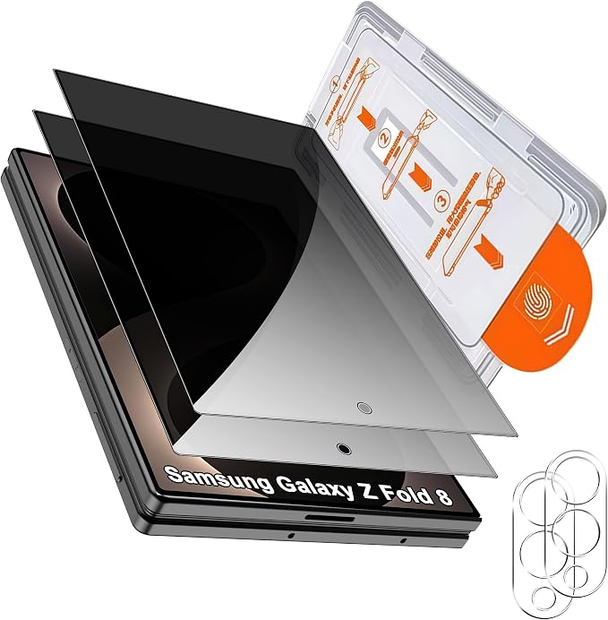 for Samsung Galaxy Z Fold 8 Privacy Screen Protector With Lens Protection Film,9H Hardness Anti-Scratch Tempered Glass, Case Friendly,(2+2 pack) by Suttkue