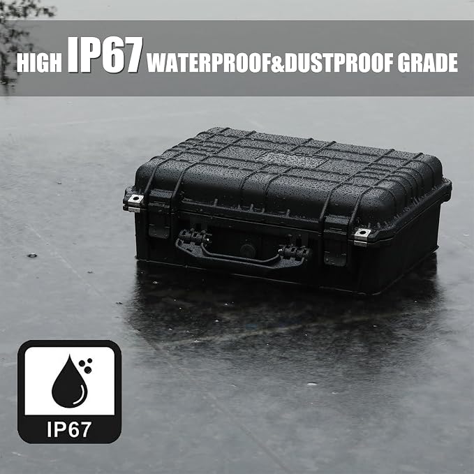 Mayouko 16" Waterproof Plastic Toolbox with Foam Insert, 16" x 13.2" x 7", IP67 Lockable Storage Box, Customizable Foam, Shockproof Hard Case Weatherproof Container, Protective Hard Camera Case - Image 6