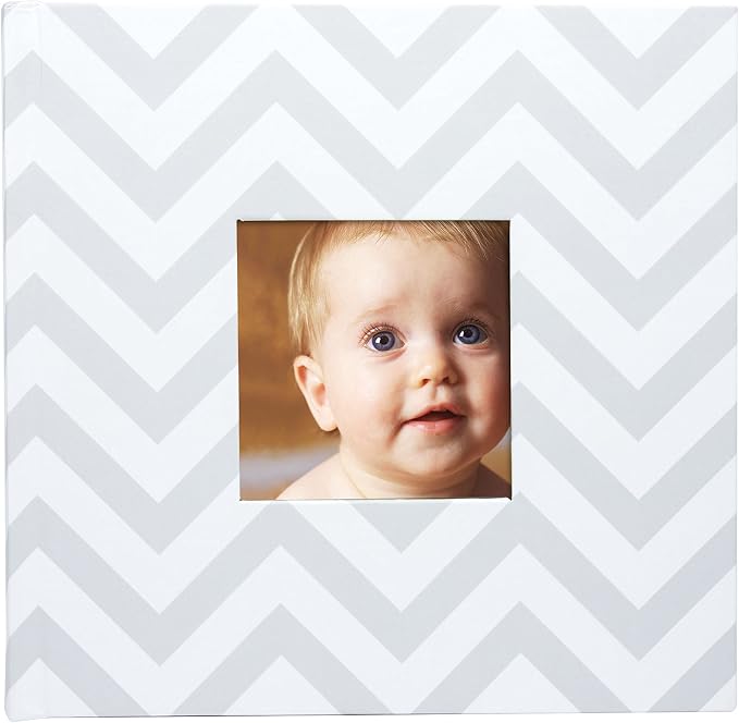 Pearhead Baby Photo Album for Baby Girl or Baby Boy, Gender-Neutral, Baby Memory Book Keepsake, Baby Shower, New and Expecting Parents, Gray Chevron - Image 6