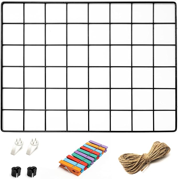 ODOXIA 1 Pack Wire Wall Grid Panel | Hanging Home, Office & Kitchen Décor | Mesh Storage Organizer & Picture Frame | Grid Panels | Memo & Photo Grid | Photo Wall | Metal & Black by Odoxia