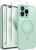 CAPRARO for iPhone 13 Pro Max Case, Compatible with MagSafe Mint Green | Upgraded [Full Camera Protection] Shockproof Protective Slim Translucent Matte Magnetic Phone Case 6.7'', Mint Green by CAPRARO