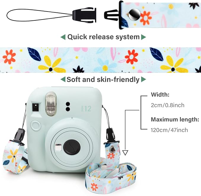 VOVMOEYA Camera Strap,Cute Camera Lanyard Neck Strap,iPad Strap,Cute Camera Strap for Fujifilm mini Camera Kodak Smile + Smile plus,green - Image 2