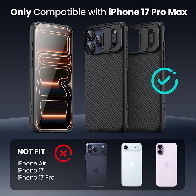Nillkin for iPhone 17 Pro Max Case with Slide Camera Cover | Full Camera Protection | Thin Slim Fit | Shockproof Protective | Protector Privacy, Phone Case for iPhone 17 Pro Max, Black - Image 10