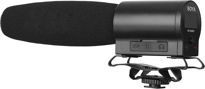 BOYA BY-DMR7 On-Camera Shotgun Microphone with Integrated Flash Recorder & Headphone Output by BOYA