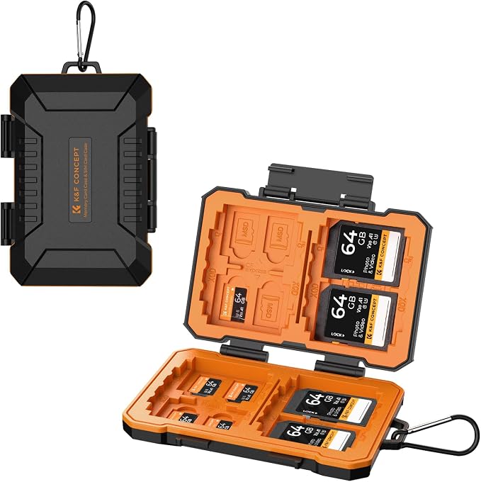 K&F CONCEPT 29 Slot Memory Card Case, Carrying Case for SD, CF, CFexpress | Micro SD, Nano SIM & Micro SIM Cards, PM01 by KFCONCEPT