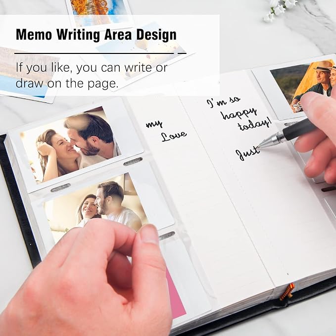 Veicevol 180 Pockets Photo Album for Fujifilm Instax Mini Camera, Black | Photo Album with Writing Space for Polaroid, Leather Cover, Secure Storage, Capture Every Story, Collect Precious Moments - Image 4