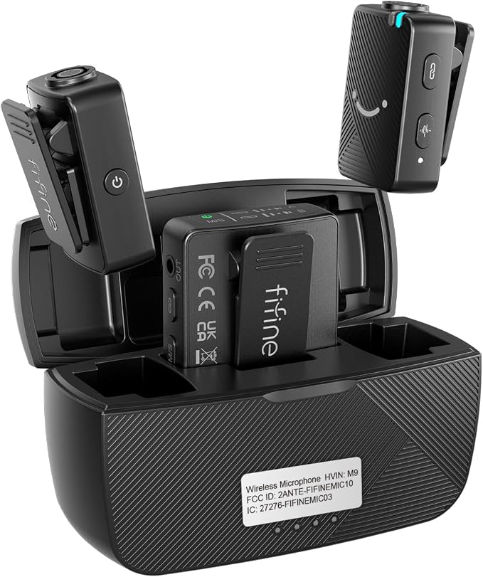 FIFINE M9 2 Pack Wireless Lavalier Microphone for iPhone Camera Vlog | Condenser Clip-On Lapel Mic System, Charging Case, for Android Vlog YouTube TikTok Interview - Image 9