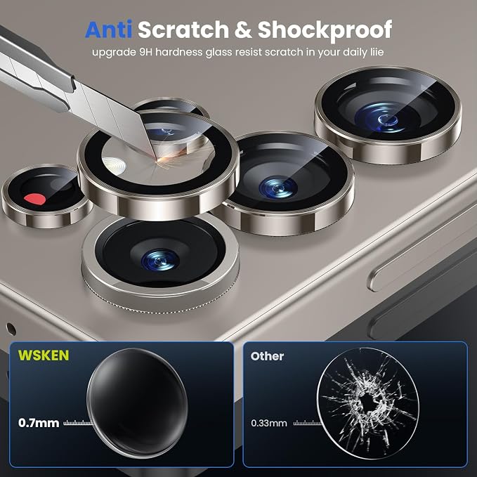 WSKEN for Samsung Galaxy S25 Ultra Camera Lens Protector - Ultra Thin | Case Friendly, 9H Shatterproof Tempered Glass, Anti Scratch Metal Circle, Camera Screen Protector Cover Accessories, Grey - Image 3