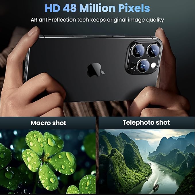 Uyiton for iPhone 16 Pro/iPhone 16 Pro Max Camera Lens Protector | Not Easy to Break, Strong Adsorption, Case-Friendly, Metal 9H Sapphire Glass Rear Camera Screen Cover, Black Titanium - Image 3