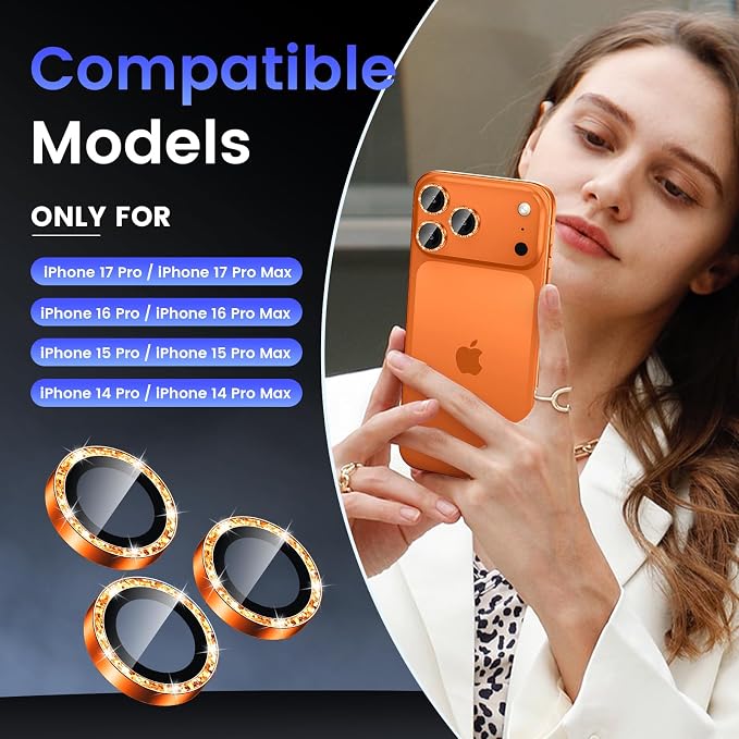 Tensea Camera Lens Protector Compatible for iPhone 17 Pro Max/17 Pro/15 Pro Max/15 Pro/16 Pro Max/16 Pro/14 Pro Max/14 Pro, Metal Tempered Glass Cover Camera Screen Protector Accessories,Case Friendly - Image 2