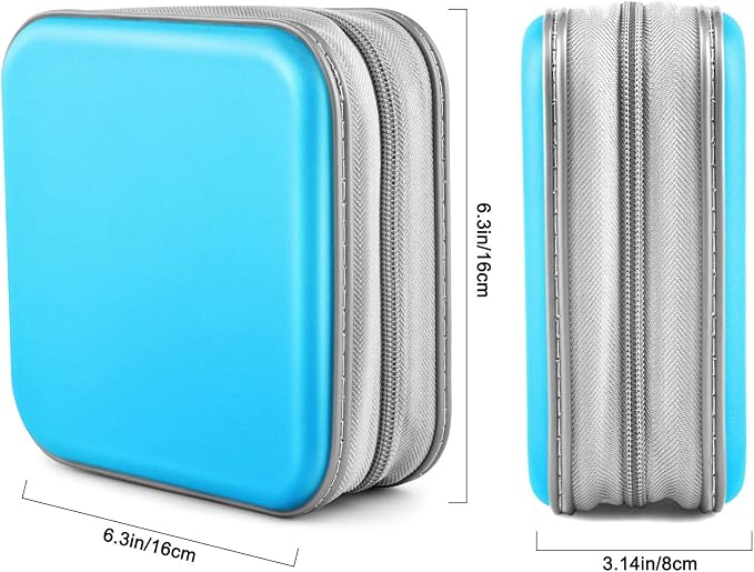CD/DVD Case Wallet, 48 Capacity, Sky Blue, Plastic, Portable Storage Organizer | Zipper‑DVD Organizer, Scratch‑Resistant Sleeves Shield Discs From Dust & Damp; Stores Music, Video, Gaming & Blu‑ray Discs - Image 6