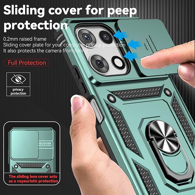 for Moto G 2026 /Moto G Play 2026 Case,with Screen Protector and Camera Cover,[Military Grade] 16ft.Drop Tested Cover with Magnetic Kickstand Protective Case for Motorola G 2026, Green - Image 4