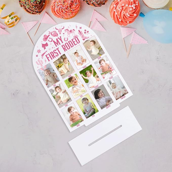 My First Year Photo Board Baby Milestone Signs One Year of Baby Photo Board, Best Babies Keepsake 10x14 Inches Acrylic Sign Decor Fits 2" x 3" Photo A09 - Image 6