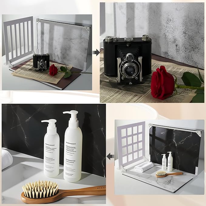 Compact Product Photography Backdrop Kit, 16.5x11.7in 22 Patterns | Matte Low-Glare Backgrounds, 2 Shadow Boards, 10s Setup and 3s Changes for Small Product Photos by Sellers and Creators - Image 4