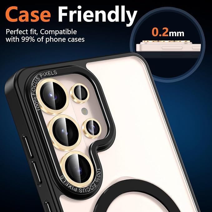 for Samsung Galaxy S26 Ultra Camera Lens Protector, Individual Metal Ring Tempered Glass Lens Cover, [Strong Adsorption] Scratch Resistant Ultra-Thin HD Clear Lens Cover, 1 Set-Gold - Image 6