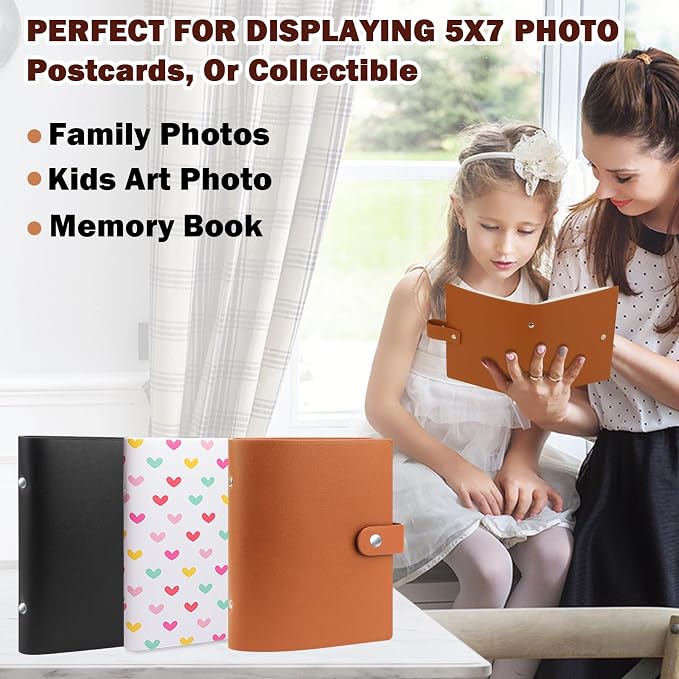 2 Pack Small Photo Albums 5x7 Pictures, 104 Photos Total, Brown | Leather Cover, Buckle Design, Acid-Free Pages, Top-Loading Pockets, Compact Carry, Photos Postcards & Artwork - Image 7