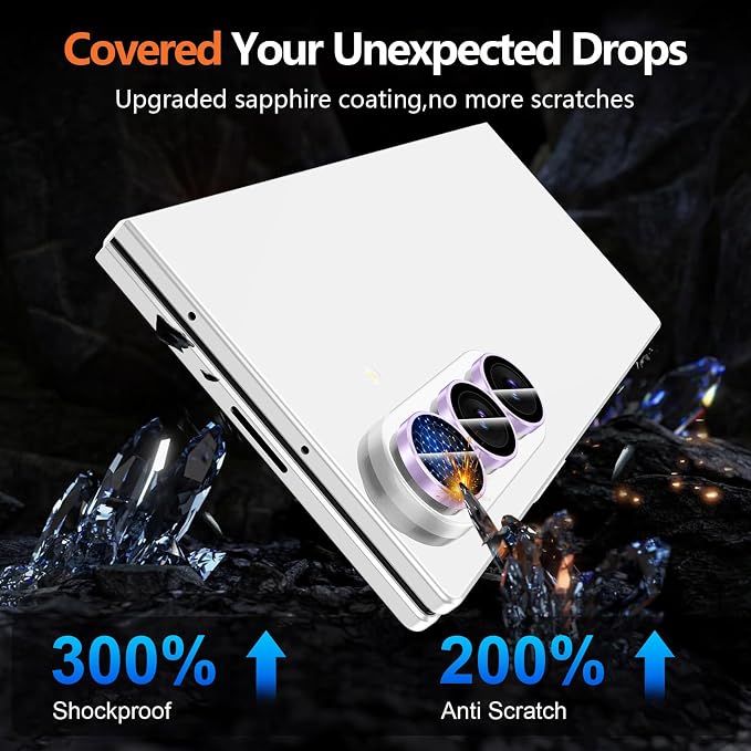 for Samsung Galaxy Z Fold 8 Ultra Camera Lens Protector, Individual Metal Ring Tempered Glass Lens Cover, [Strong Adsorption] Scratch Resistant Ultra-Thin HD Clear Lens Cover, 1 Set-Purple Ring - Image 5