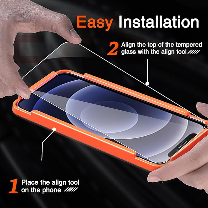 Milomdoi Screen Protector for Apple iPhone 12, Tempered Glass | 3+3 Pack, 9H+ Hardness, Camera Lens Protector, Military Grade Shatterproof, Easy Installation, No Bubbles, Case Friendly - Image 4