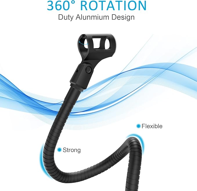 ZealSound Microphone Stand Gooseneck 13”, Flexible Clamp-On Desktop Mic Stand with 360° Adjustable Arm, 3/8" to 5/8" Adapter, Heavy-Duty Desk Mount, for Podcasting, Streaming, Podium & Public Speaking - Image 4