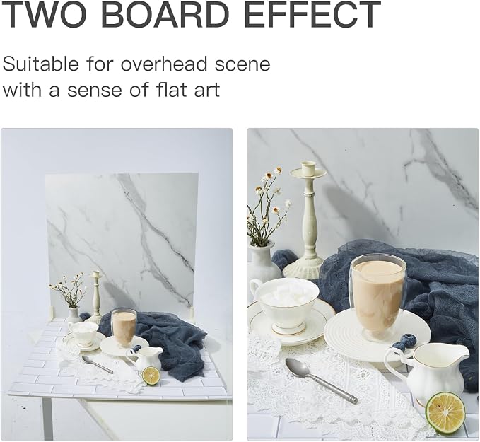 2-Sided 2 PCS Photo Backdrop Boards, Subway Tile Flat Lay Food Photography Background Board, Durable Waterproof Product Food Photography, 24x24 Inch, BEIYANG - Image 7