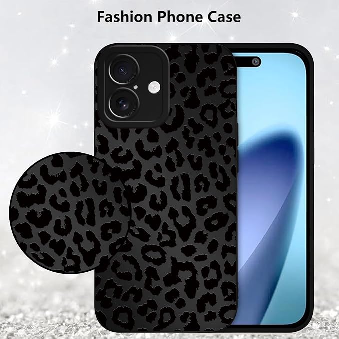 Cute Black Cheetah Print Phone Case for iPhone 17 6.3" | Aesthetic Leopard Pattern Design Cover Full Camera Lens Protective Shockproof Soft Slim TPU Funda for Men Women Girls - Image 6