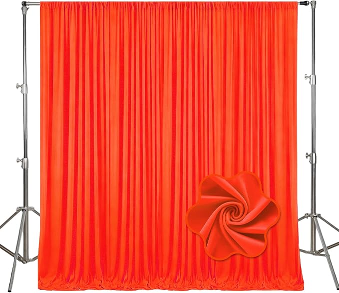 10ft x 10ft Deep Orange Backdrop Curtains for Parties, Polyester Fabric Backdrop Drapes with Rod Pockets for Weddings, Birthday, Halloween,Christmas Party Background Curtain, 2 Panels by Tisspoms