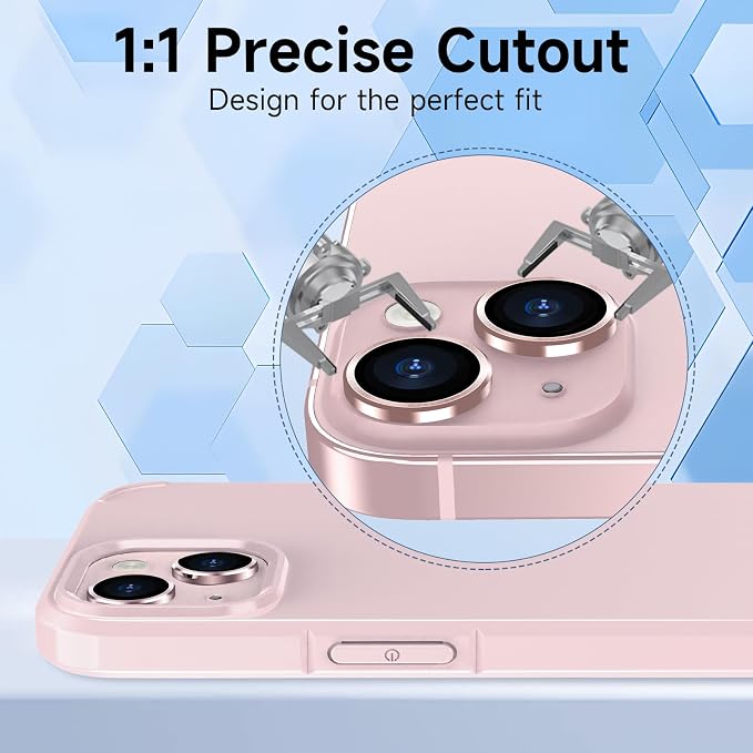 YWXTW for iPhone 15/15 Plus/ 16e/ 17e Camera Lens Protector, Individual Anti Scratch Metal Ring Tempered Glass Camera Screen Protector for iPhone 15 Accessories, Case Friendly (Pink) - Image 4