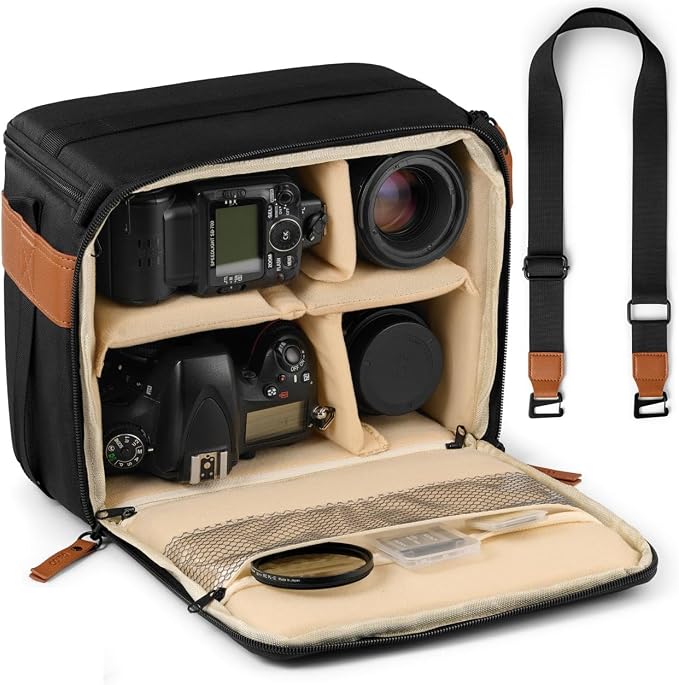 Camera Bag for Digital DSLR SLR, Protection, Waterproof Mirrorless Small Camera Bag, Camera Lens Case, Travel Organizer Camera Insert for Backpack, Black Color by CCoiro