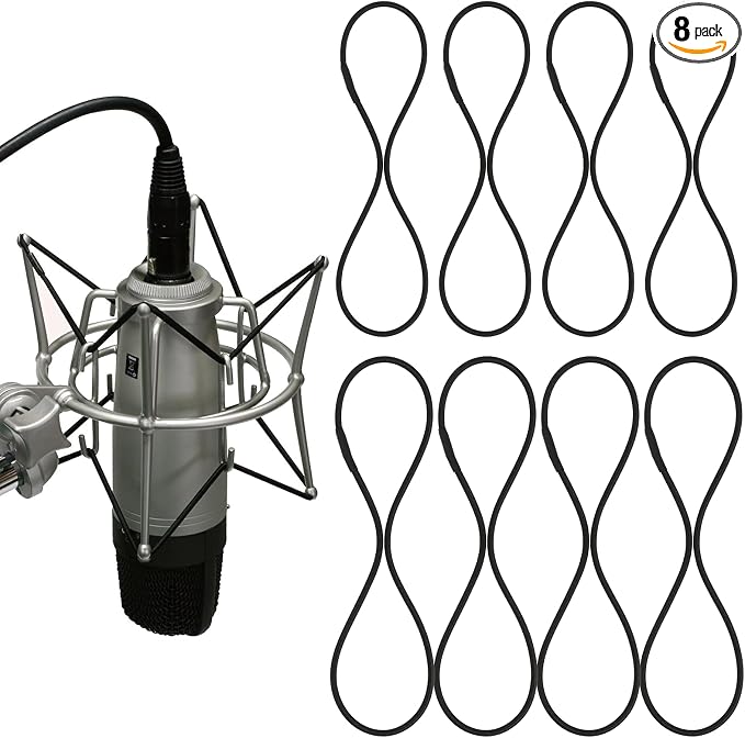 8PCS Microphone Shock Mount Rubber Ring, Black Universal Elastic Bands Replacement for Microphone Shock Mount Holder Clamp Clip (Black) by Unknown