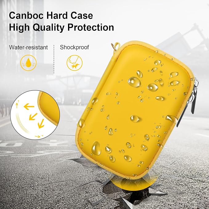 Canboc Carrying Case for CHUZHAO Vintage Mini Digital Camera, Yellow | Portable TLR Style Retro Camera Bag, Mesh Pocket fits USB Cable, SD Card, Case Only - Image 4