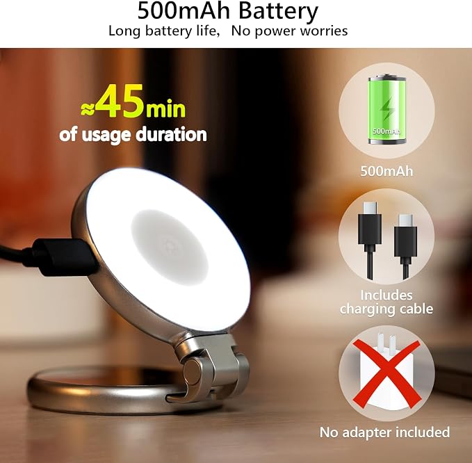 Magnetic Selfie Light, Folding Phone Ring Light | Compatible with iPhone Magsafe, CRI97 360° LED Selfie Ring Fill Light with Mirror for Video Recording/Selfies/Make up/TikTok - Image 6