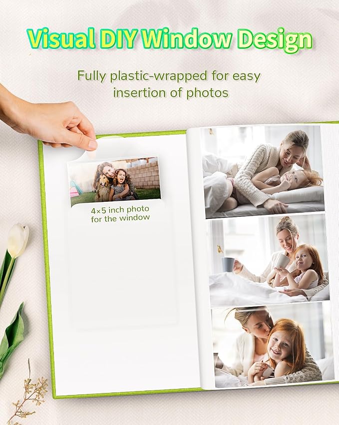 Artfeel Photo Album 4x6 with 300 Pockets,Slip-in Picture Albums,Linen Cover Memory Book with Front Window,White Page Vertical Photo Book for Wedding,Family,Anniversare,Baby,Vacation - Image 2