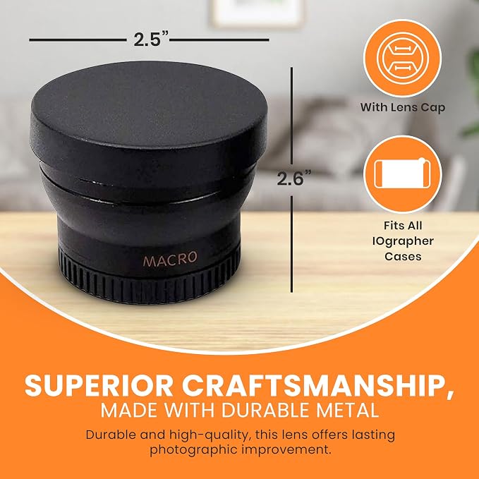 iOgrapher 37mm Wide Angle Lens for iPhone and Smartphones - Macro Lens and Wide Phone Lens - Macro Lens for iPhone and Other Smartphones - Camera Lens for Phone - Comes with Leather Case Bag - Image 3