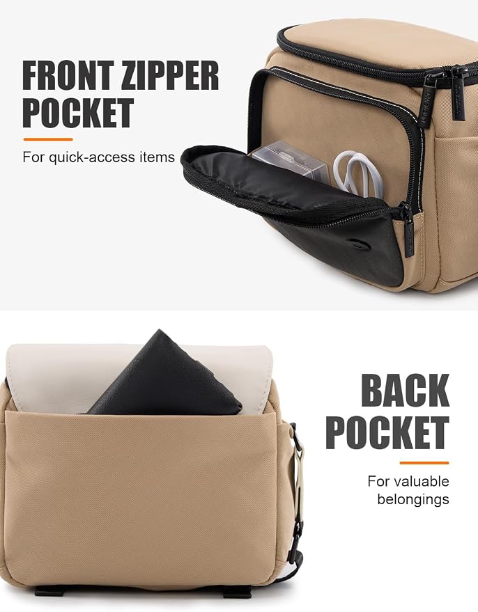 Cwatcun Compact Camera Sling Bag, Small Crossbody Case with Tripod Holder | Camera Messenger Bag, Photography Bag for Canon, Nikon, Sony, Fuji DSLR/SLR/Mirrorless, Lens.Fits 1DSLR+1lens - Image 4