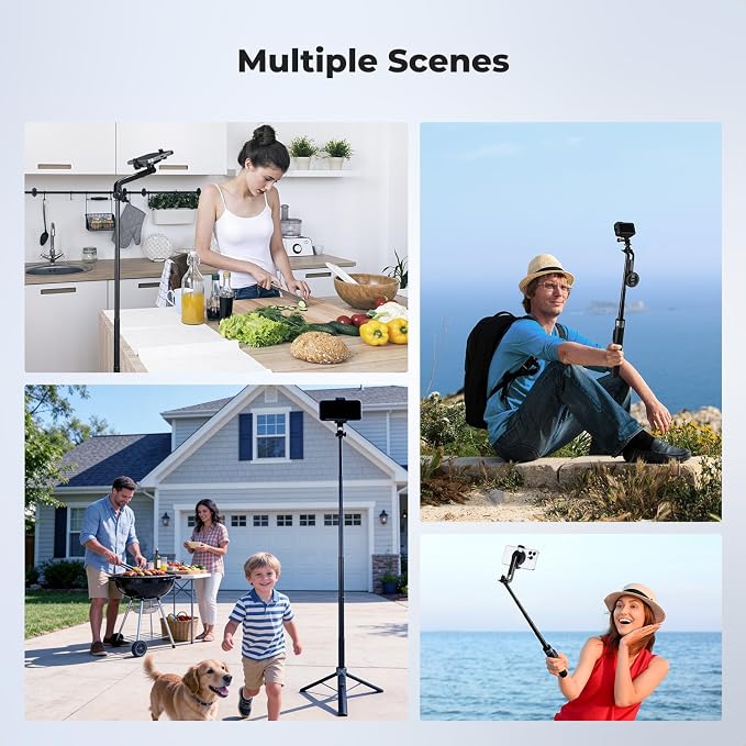 K&F CONCEPT 72" Selfie Stick for iPhone, Phone Tripod | Clip & Magnetic, Remote, 1s Open & Close, Compatible with iPhone 17-12 Osmo Pocket 4/3 Luna Ultra, X97C6 - Image 5