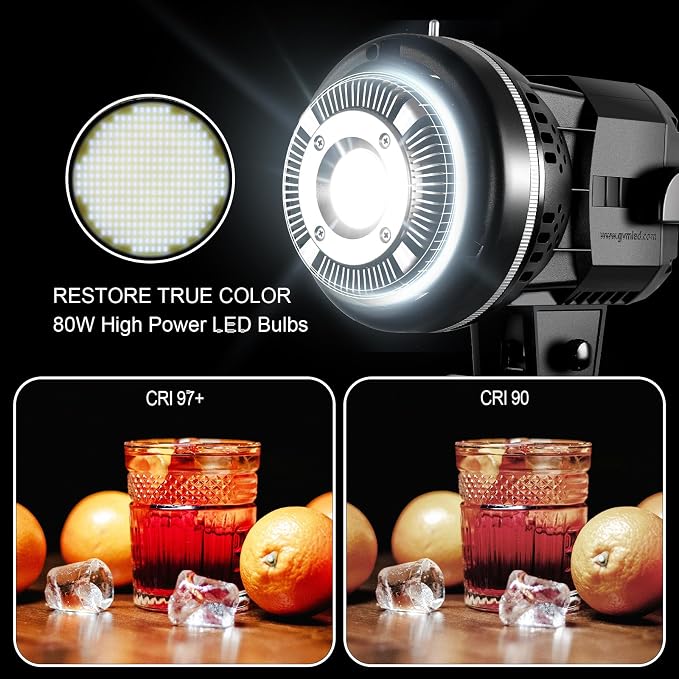 GVM 80W Video Light, Studio Lights for Photography, Softbox Lighting Kit with Bowens Mount, CRI97+ 5600K Colour Temperature , 22in Softbox, Tripod Stand, YouTube, Video, Wedding - Image 5