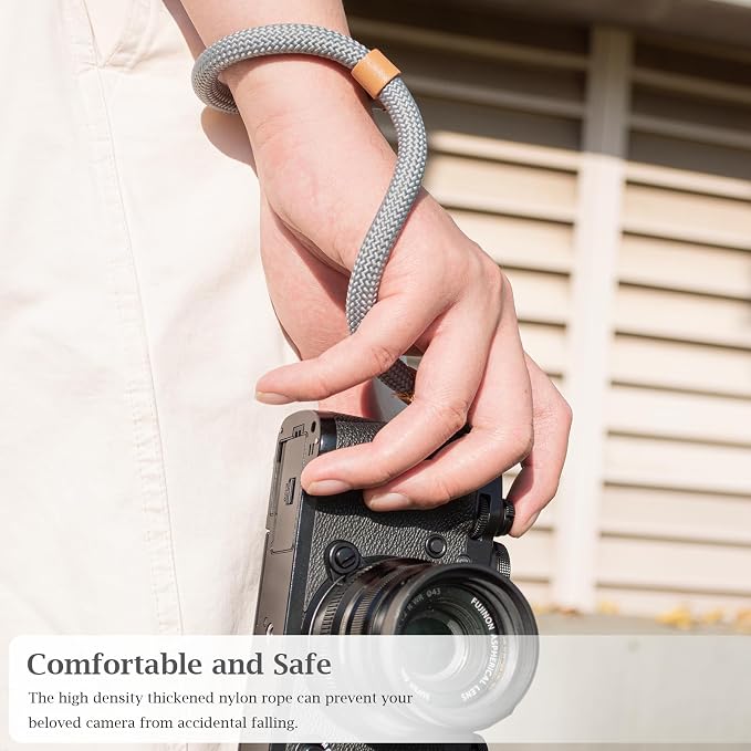 VOVMOEYA Rope Camera Wrist Strap,Camera Hand Strap Compatible with A6400 A6000 A7 IV,for Fujifilm X100V for Nikon Zf Z30 for Canon EOS R6 R7 R8 R10 Camera Wrist Straps for dslr - Grey - Image 2
