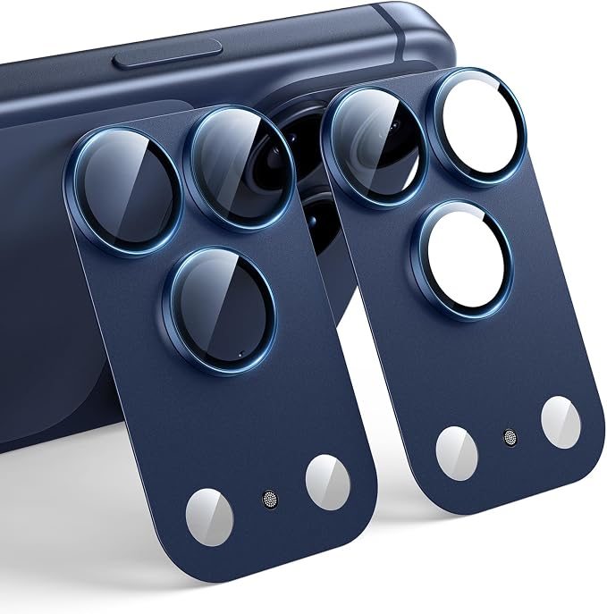 TAURI 2 Pack for iPhone 17 Pro Max Camera Lens Protector, Deep Blue | Full Coverage Military-Grade Shatterproof, Upgrade AR Anti-Reflection Ultra Clear Transmission & Case Friendly by TAURI