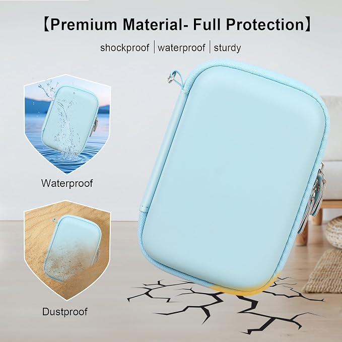 Elonbo Carrying Case for KODAK Mini 2 Retro 2x3 Portable Photo Printer | Bluetooth Smartphone Instant Color Printer Hard Travel Protective Bag, Mesh Pocket fits Cartridge Photo Paper Sheets, Blue - Image 5