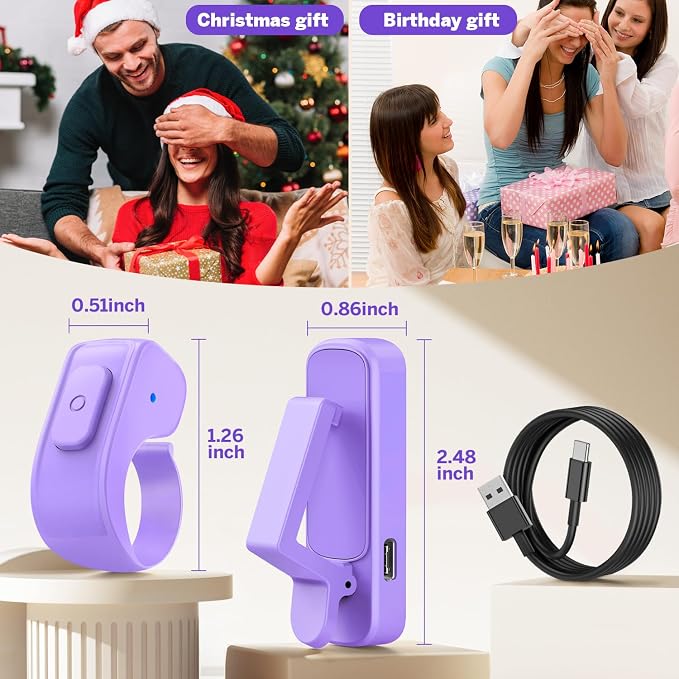 Page Turner Ring for Kindle,Remote Control for iPhone iPad Tablets eReaders | Clicker Page Turner for Kindle Accessories for Camera Video Record&Shutter Selfie with Storage Bag, Fits Thick Cases (Purple) - Image 9