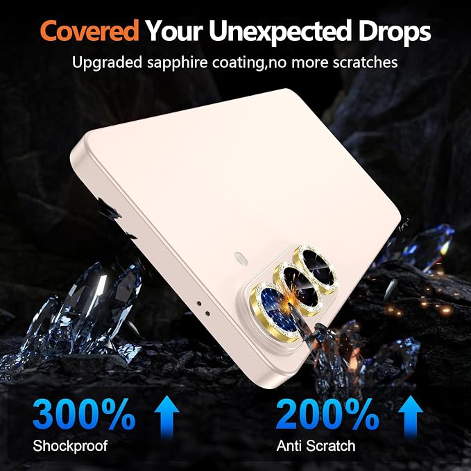 for Samsung Galaxy S26 Plus Camera Lens Protector, Individual Metal Ring Tempered Glass Lens Cover, [Strong Adsorption] Scratch Resistant Ultra-Thin HD Clear Lens Cover, 1 Set-Gold Diamond - Image 5