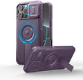 Dexnor for iPhone 16 Pro Max Case with Slide Camera Cover & Adjustable Kickstand, Magnetic Rugged Shockproof Bumper Cases Heavy-Duty Magnetic Protective Cover,Phantom Purple by Dexnor