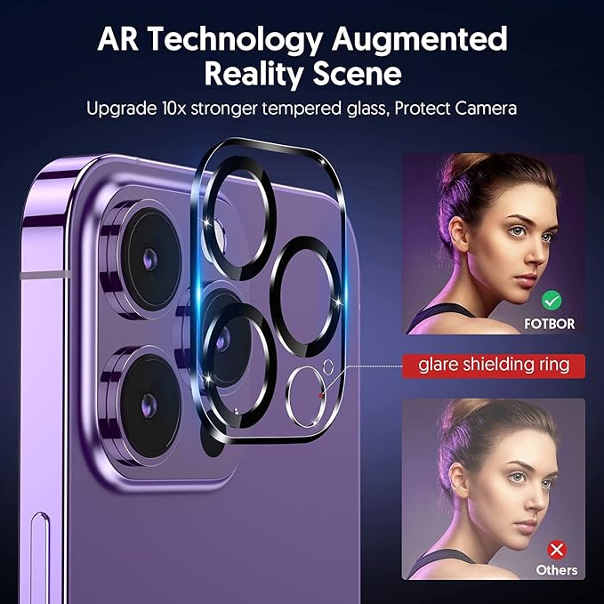 Fotbor for [3+3 Pack] iPhone 14 Pro Screen Protector with Camera Lens Protector, 9H Shatterproof Tempered Glass Film with Easy Installation Frame, HD Clear Sensitive Full Coverage 6.1 Inch - Image 6