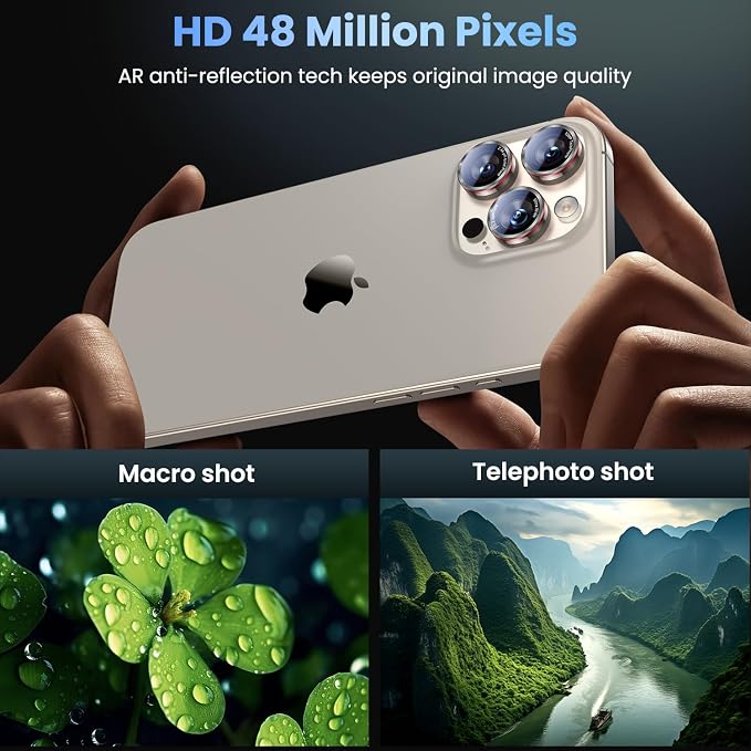 Uyiton for iPhone 17/16/15/14 (Pro Max & Pro) Camera Lens Protector | Unique Lines Text Design, Case-Friendly, Military-Grade Sapphire Glass Metal Camera Cover, Easy to Install, Gray - Image 3