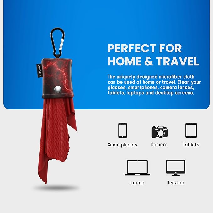 Microfiber Cloth & Glasses Wipes (1 Pack) Lens & Glasses Cleaning Cloth - Eyeglass Cleaner - Camera Lenses & Gadget Delicate Screens - Red - Image 5