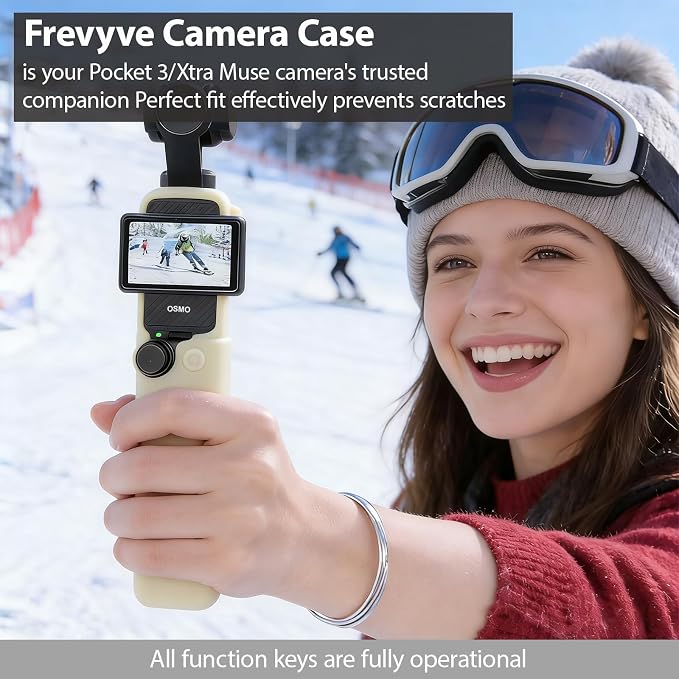 Case for DJI Osmo Pocket 3/Xtra Muse Camera, Soft Silicone Protective Case, Anti-Scratch, Slim Fit Skin with mic Cover and Screen Protector Accessories for Osmo Pocket 3/Xtra Muse (Beige) - Image 2