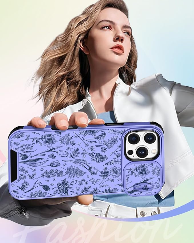 Buleens for iPhone 16 Pro Case 6.3 Inch - with Ring Stand & Camera Cover Aesthetic Cute Designed for Women Girls Teens Kawaii Flowers Floral Phone Case for iPhone 16 Pro Compatible with Magsafe - Image 6