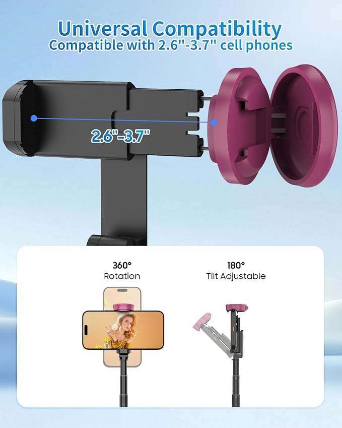 67" Selfie Stick Tripod with Wireless Remote for iPhone and Android | All-in-One Extendable Design, Compact Folded Size for Selfies, Video Recording, Live Streaming, Vlogging and Travel - Image 5