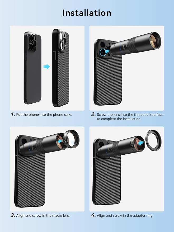 MIAO LAB 10X Telephoto + 200mm Macro Lens for iPhone 15 Pro Max, 2-in-1 Telephoto & Macro with 17mm Thread Interface & Dedicated Case – Perfect for Concerts, Travel, and Outdoor Exploration - Image 8
