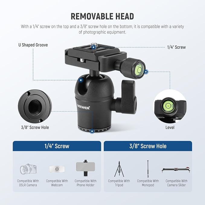 NEEWER TP09 Carbon Fiber Mini Tripod Compatible with iPhone, 20" Lightweight Compact Travel Desktop Tripod Stand with Ball Head, Phone Holder, Remote for Phone DSLR Camera Video Camcorder Webcam - Image 4